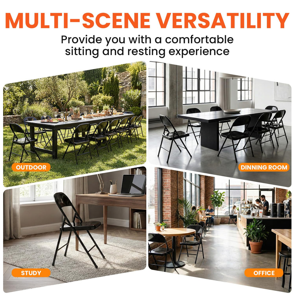 10 Pack Black Metal Folding Chairs O154733
