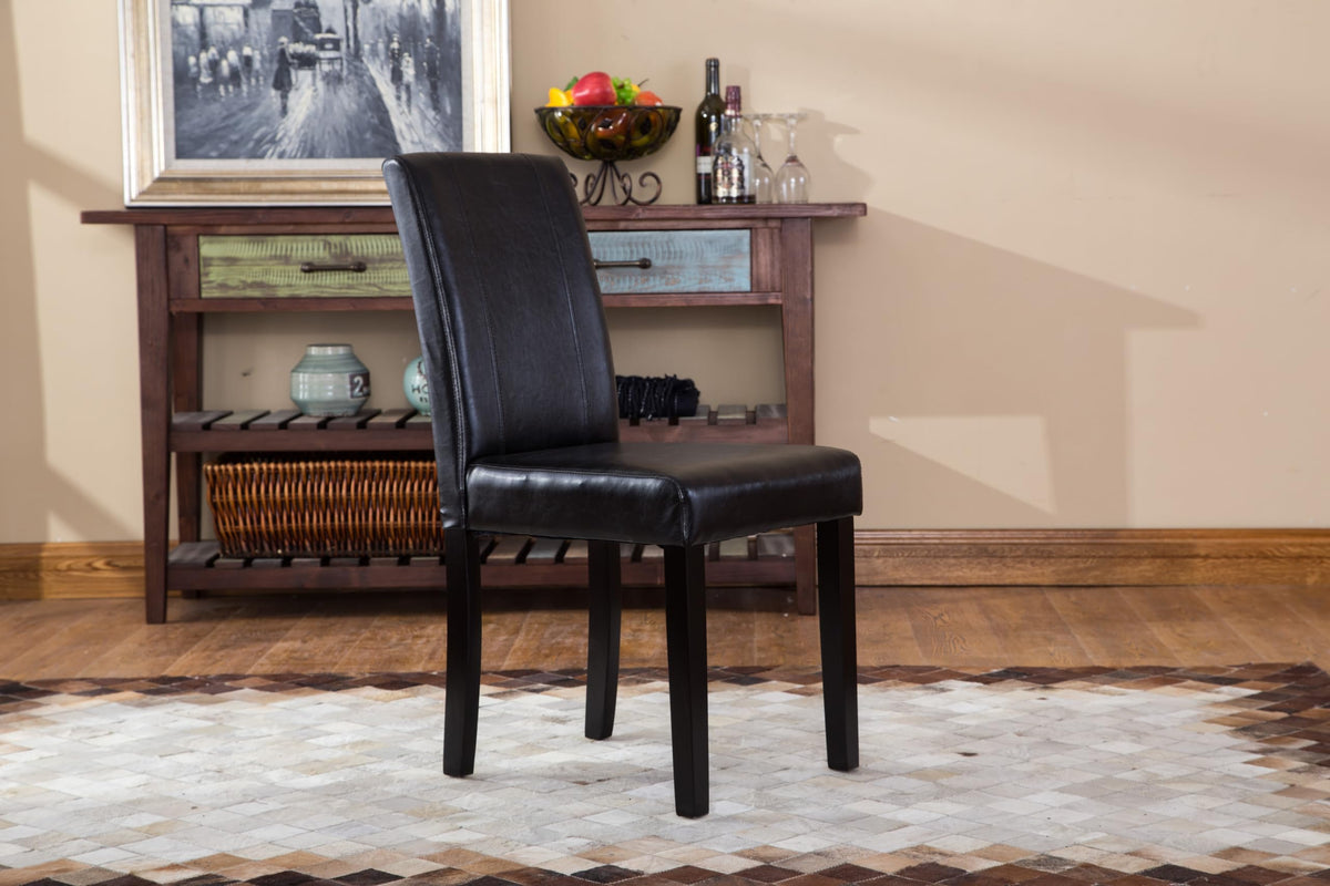 Black Leatherette Parson Chair Set of 2 A5799