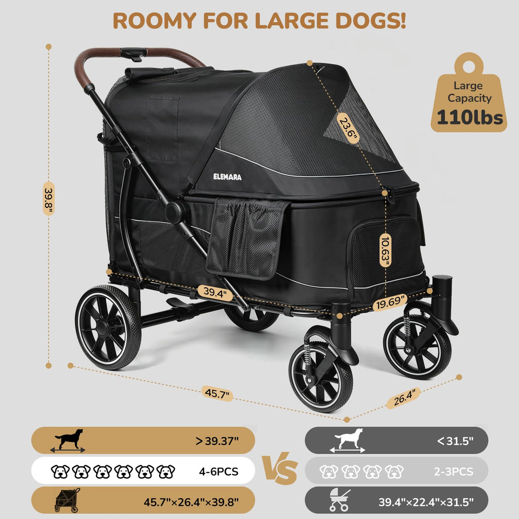 Large Dog Stroller with Walk-in Ramp, up to 110 lbs J541101