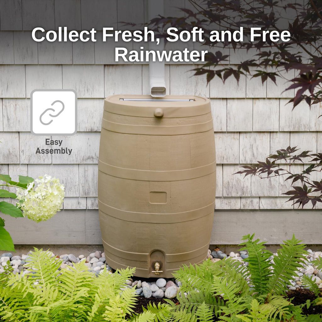 50-Gallon Rain Water Collection Barrel with Brass Spigot N877468
