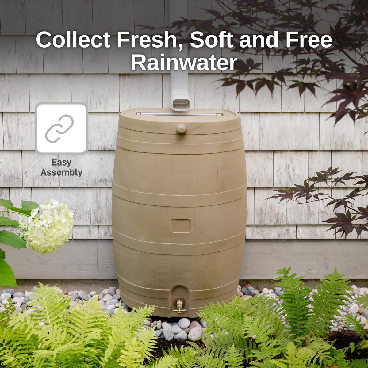 50-Gallon Rain Water Collection Barrel with Brass Spigot N877468