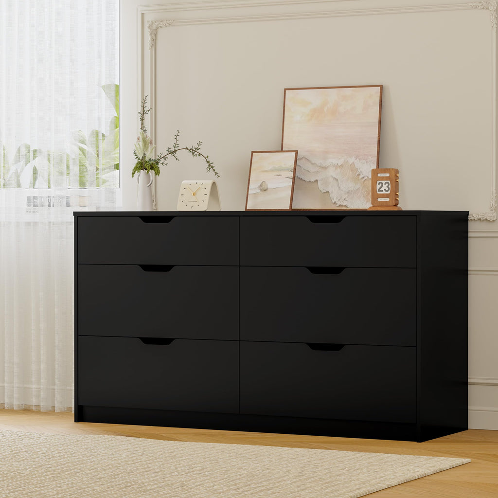 Black 6 Drawer Dresser S5217