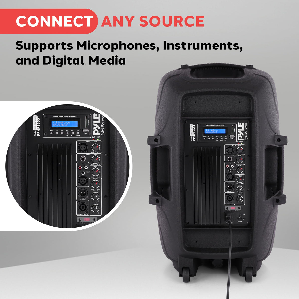 Black 1500W Portable PA Speaker System B9913