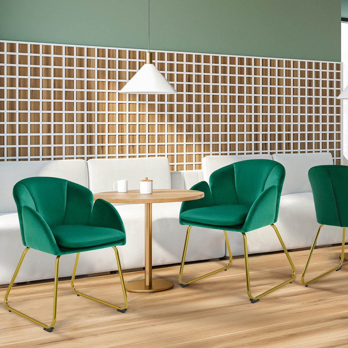 Green Flower Shape Accent Chairs Set of 2 D700