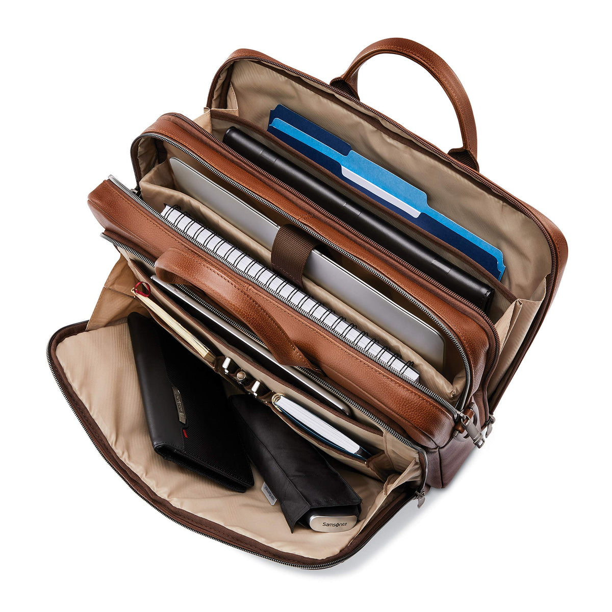 Leather Toploader Briefcase H1052