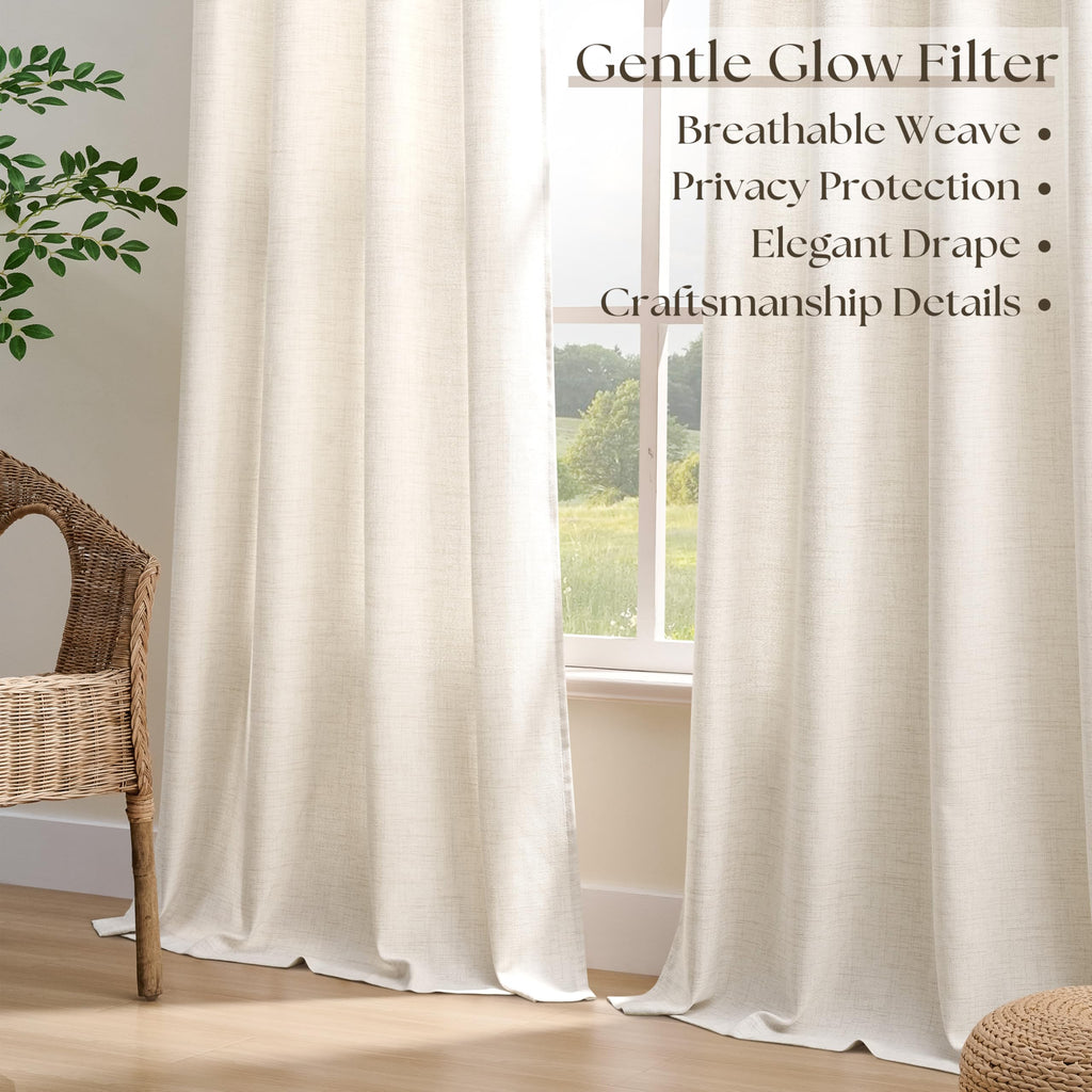 Linen 100 Inch Wide 84 Inch Length Ivory Curtains B677280