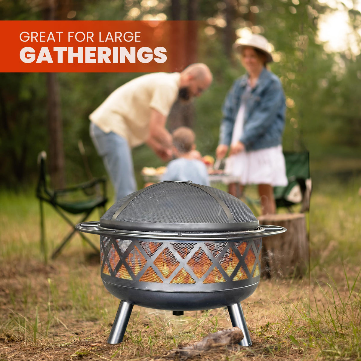 30" Wood Burning Fire Pit with Spark Screen U69418