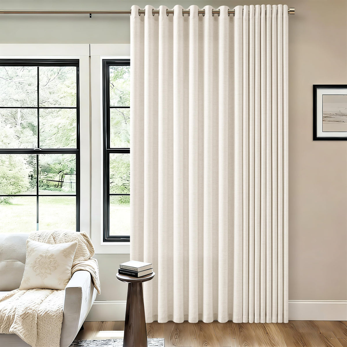 Linen 100 Inch Wide 84 Inch Length Ivory Curtains B677280