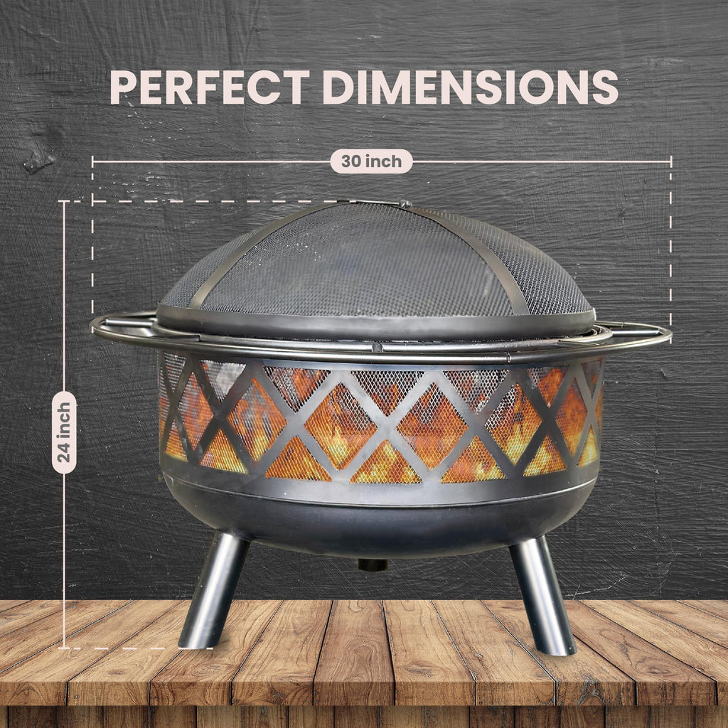 30" Wood Burning Fire Pit with Spark Screen U69418