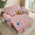 Pink Corduroy Full Size Sleeper Sofa Bed I912203