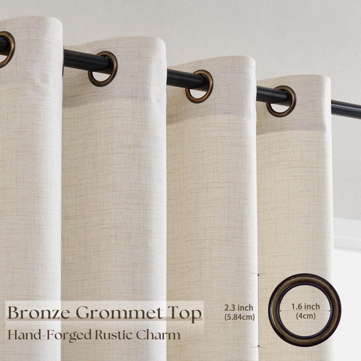 Linen 100 Inch Wide 84 Inch Length Ivory Curtains B677280