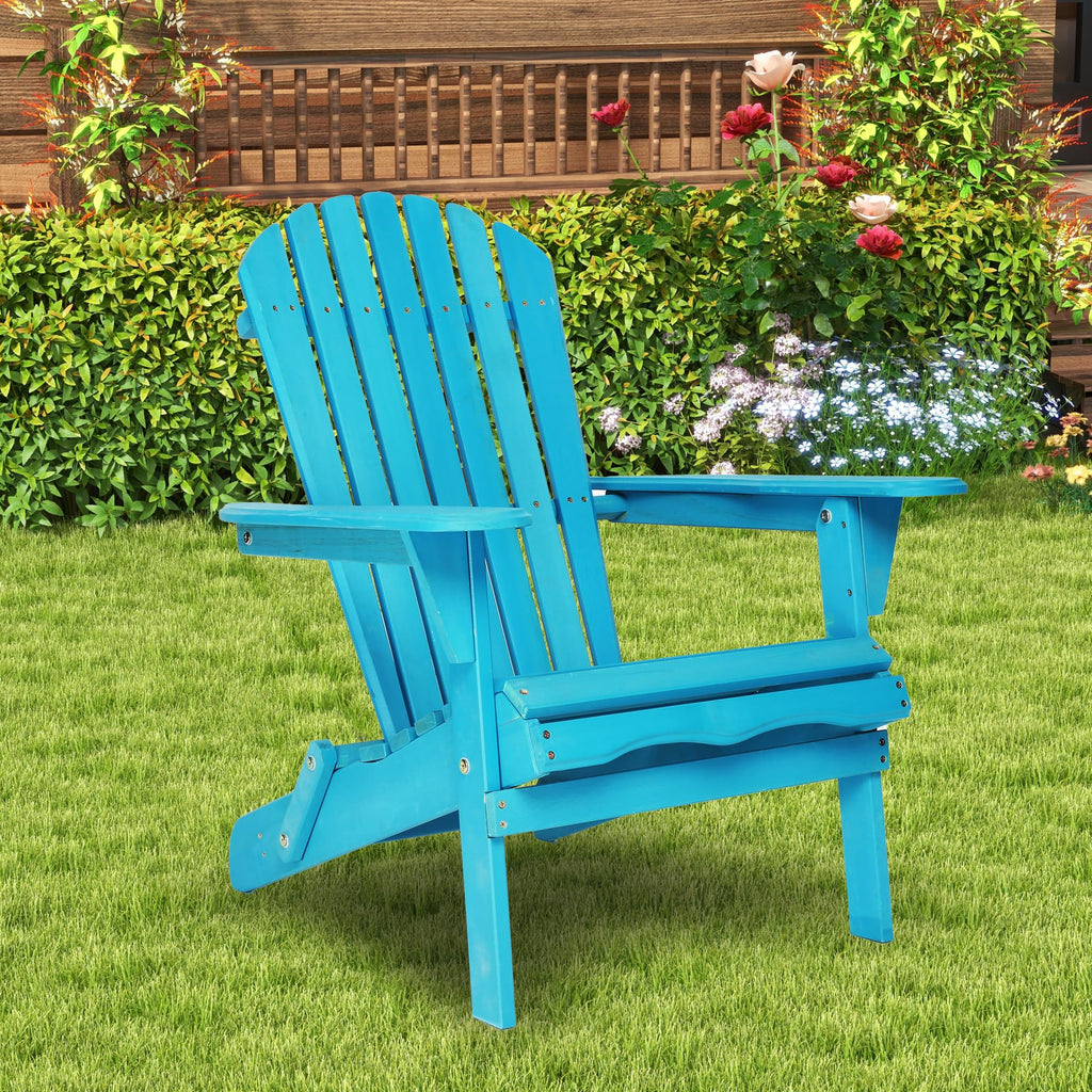 Light Blue Solid Cedar Wood Folding Adirondack Chair Set of 2 H469