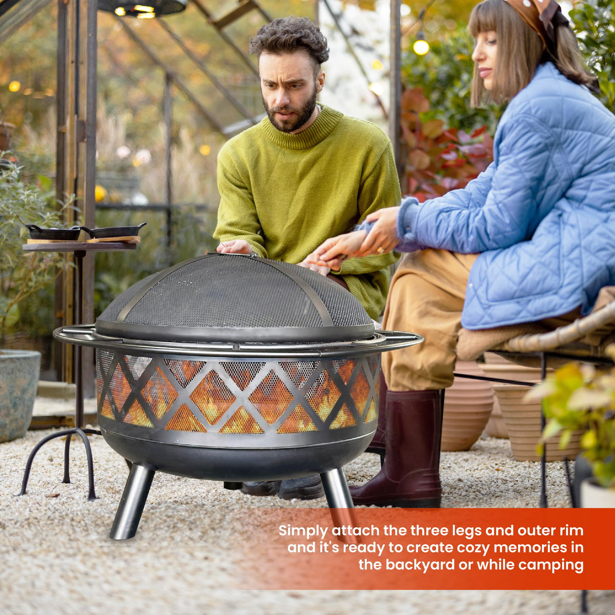30" Wood Burning Fire Pit with Spark Screen U69418
