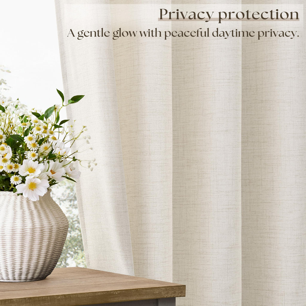 Linen 100 Inch Wide 84 Inch Length Ivory Curtains B677280