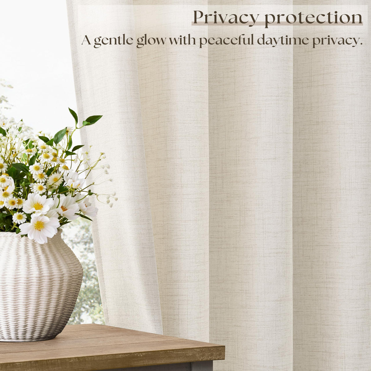 Linen 100 Inch Wide 84 Inch Length Ivory Curtains B677280