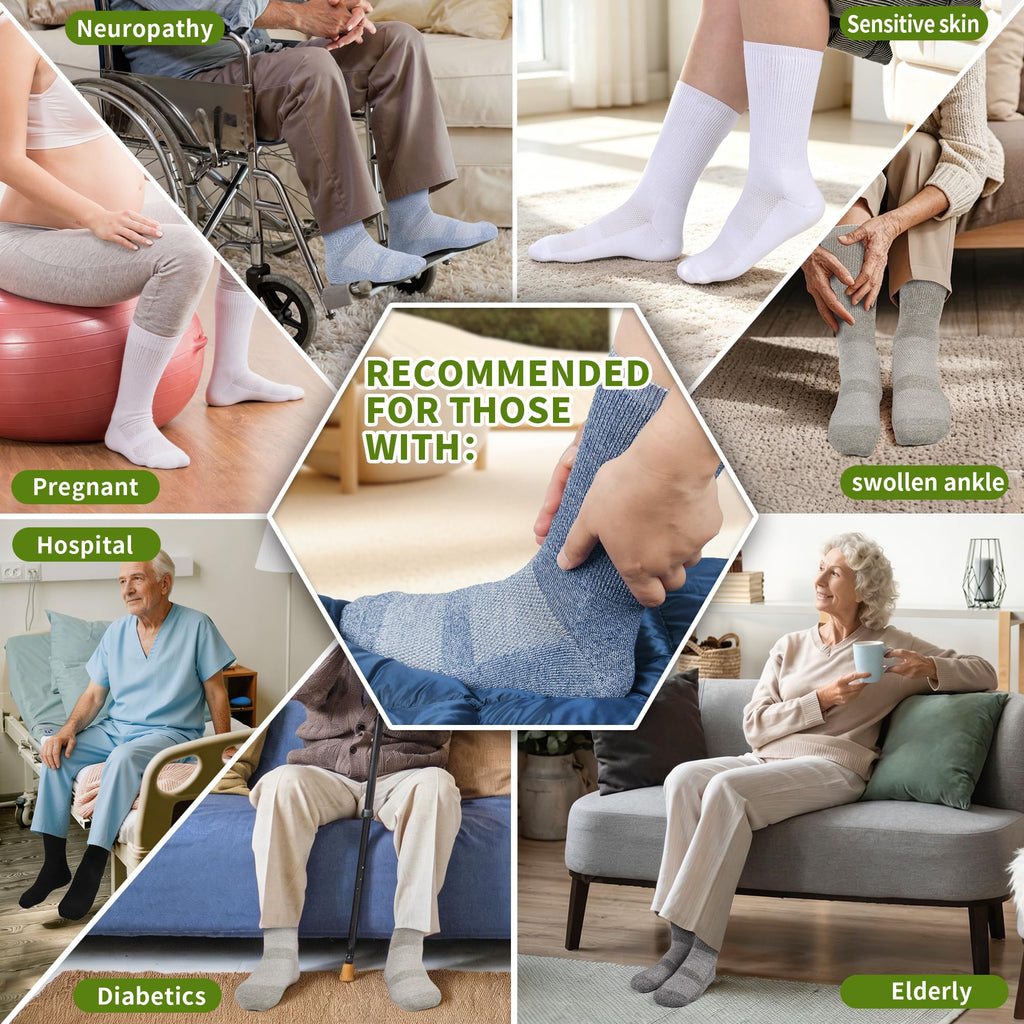 Bamboo Viscose Non-Binding Crew Socks with Seamless Toe U222358