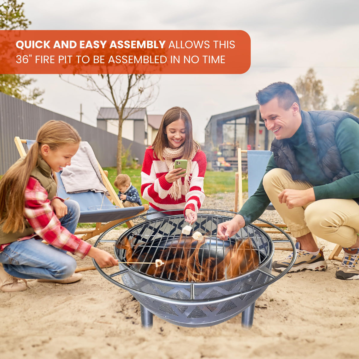 30" Wood Burning Fire Pit with Spark Screen U69418