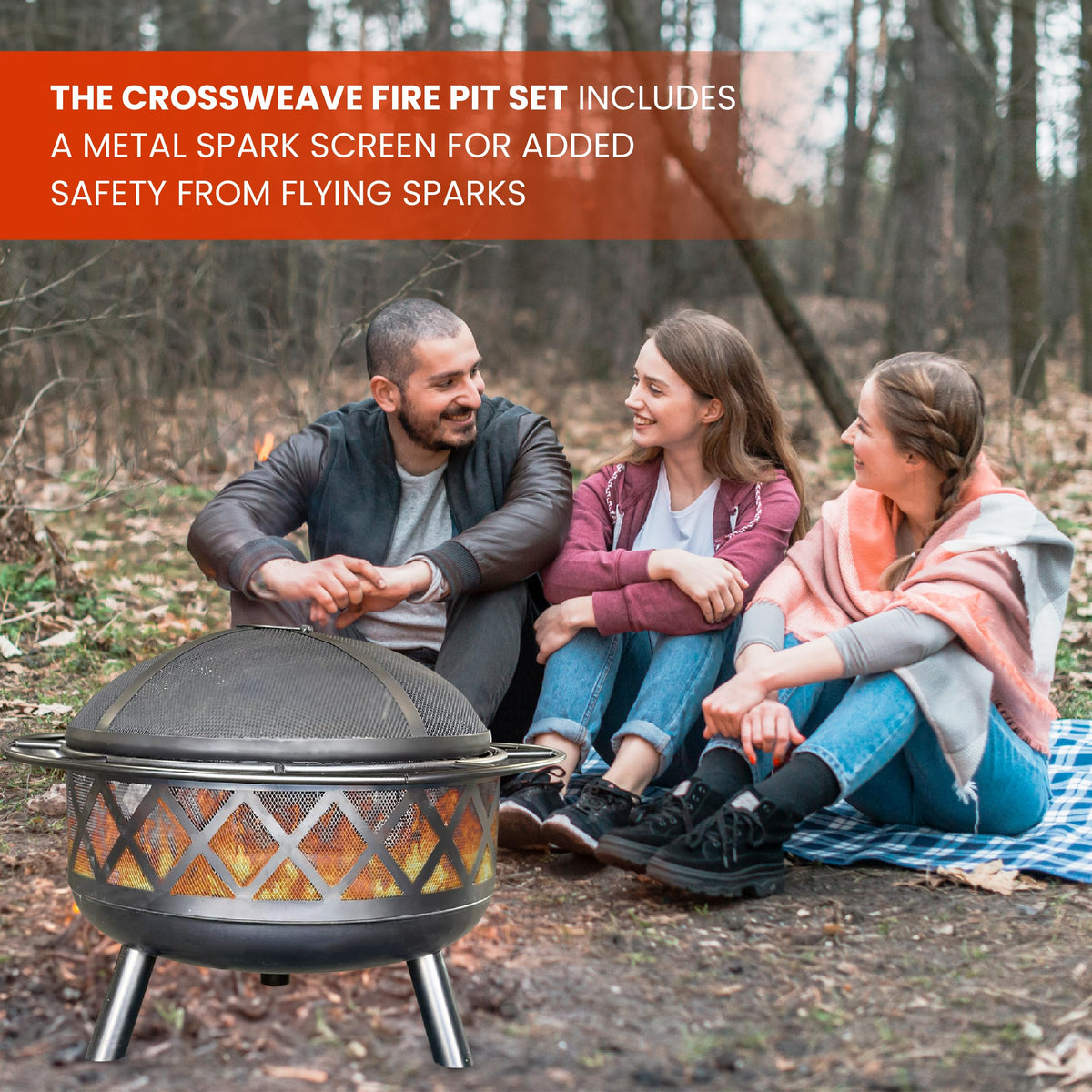 30" Wood Burning Fire Pit with Spark Screen U69418
