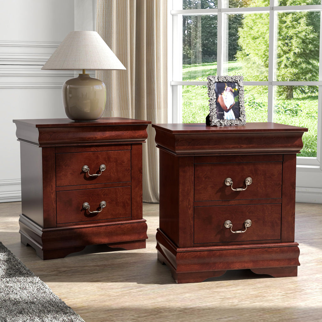 Solid Wood Nightstands Set of 2 with Drawers F335