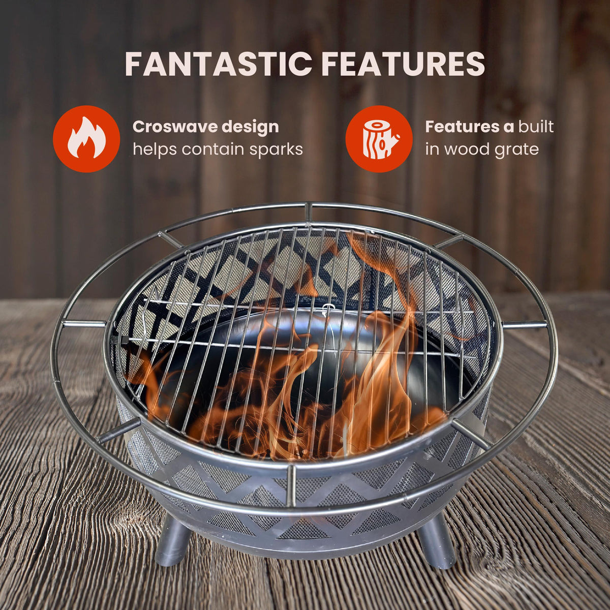 30" Wood Burning Fire Pit with Spark Screen U69418