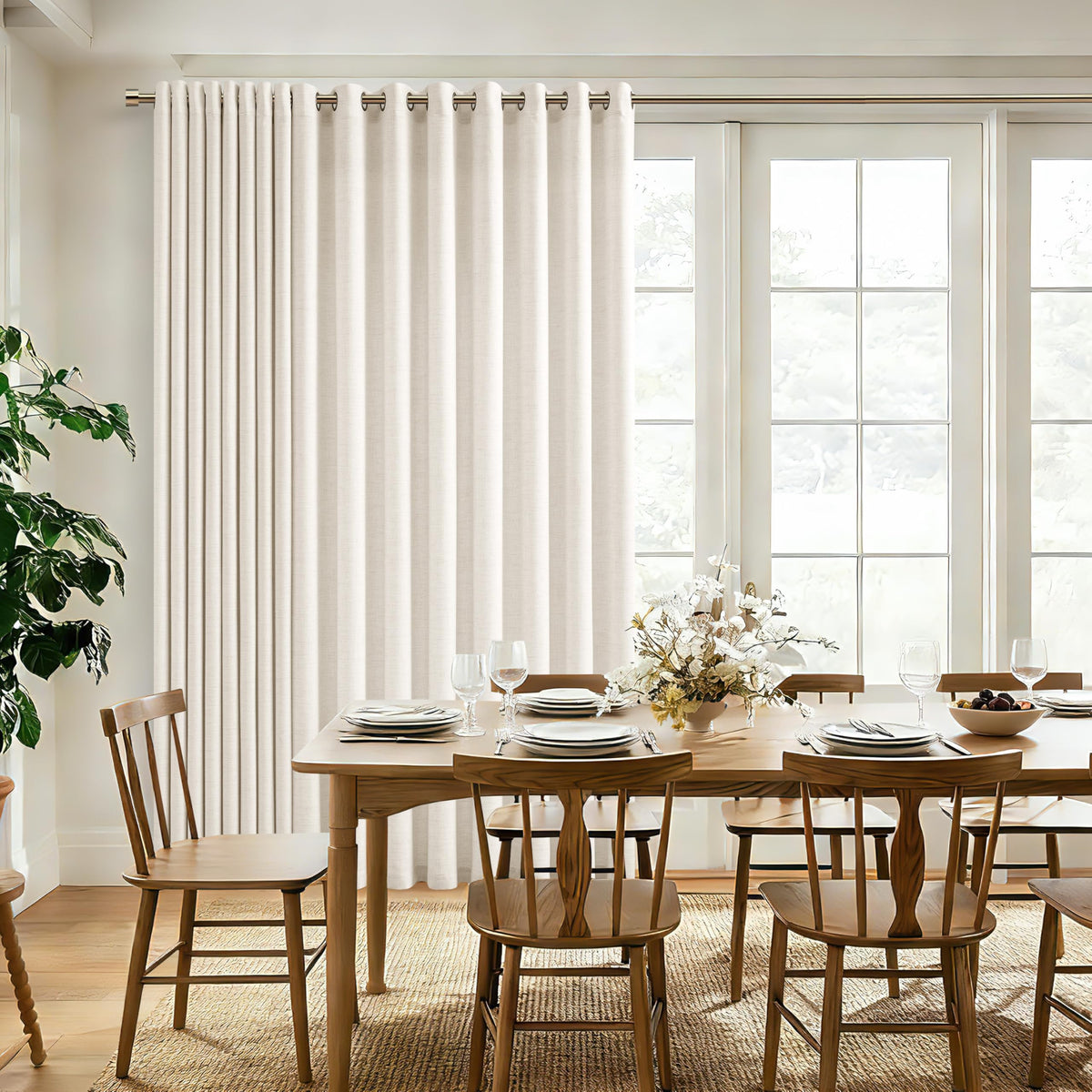 Linen 100 Inch Wide 84 Inch Length Ivory Curtains B677280